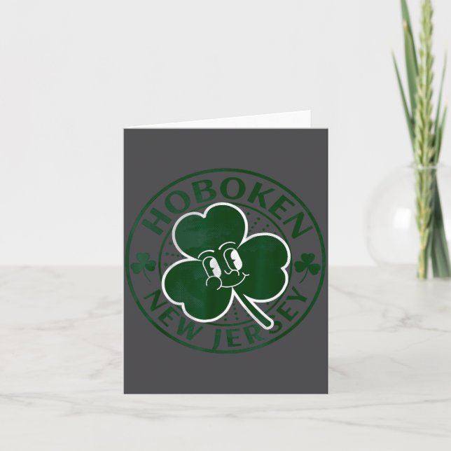 Hoboken New Jersey Irish Shamrock Nj Retro Souveni Kort (Framsida)