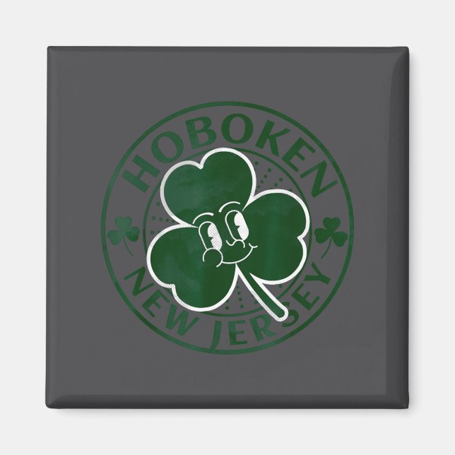Hoboken New Jersey Irish Shamrock Nj Retro Souveni Magnet (Framsidan)