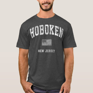 Hoboken New jersey NJ Vintage American Flagga Tee
