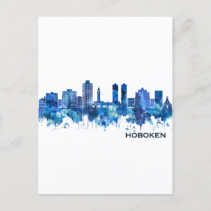Hoboken New jersey Skyline Blue Helg Vykort