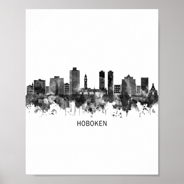Hoboken New jersey Skyline BW Poster (Framsidan)