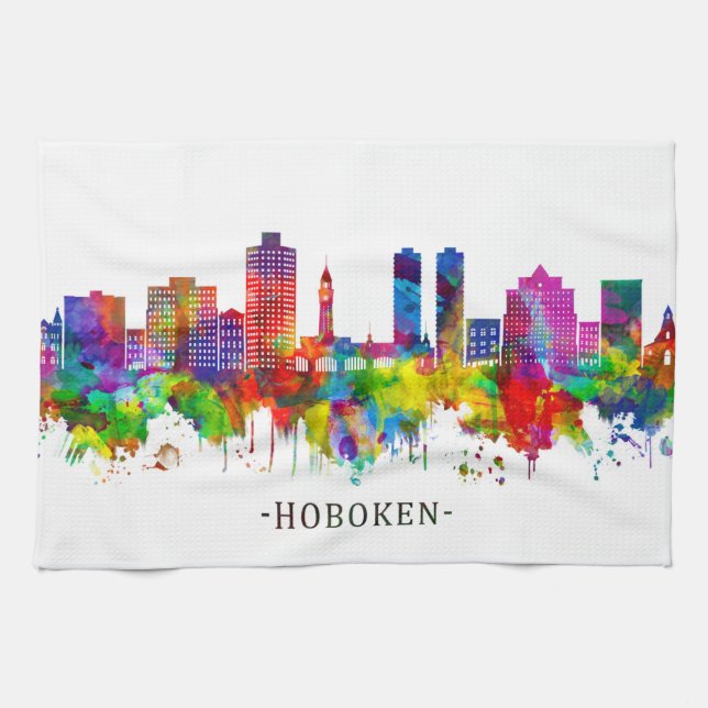 Hoboken New jersey Skyline Kökshandduk (Horisontell)