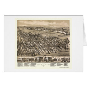 Hoboken panorama- karta för NJ - 1881 Hälsningskort