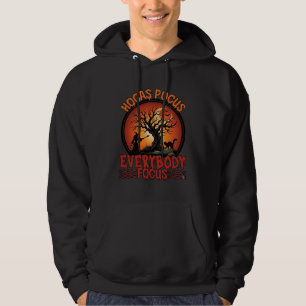 Hocas Pocus Alla Fokuserar Spökigt Träd Häxa Katt Hoodie