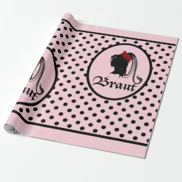 Hochzeit Braut Text Frau Kopf rosa Punkte Presentpapper