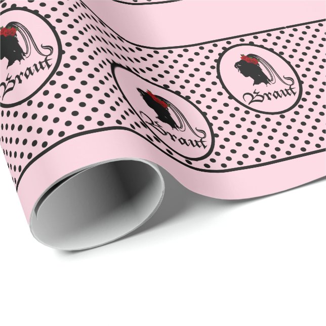 Hochzeit Braut Text Frau Kopf rosa Punkte Presentpapper (Rullad Hörn)