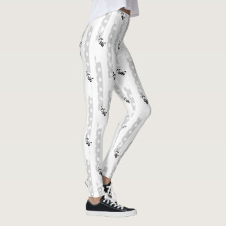 Hochzeit weiß Rosen Streifen & Punkte Leggings
