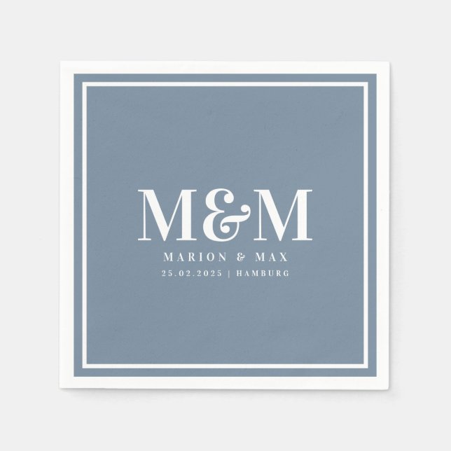 Hochzeitsservietten Dusty Blue 01 Pappersservett (Framsidan)