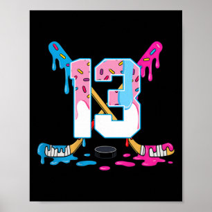 Hockey 13 år gammal glassdropp 13-årsdag K Poster
