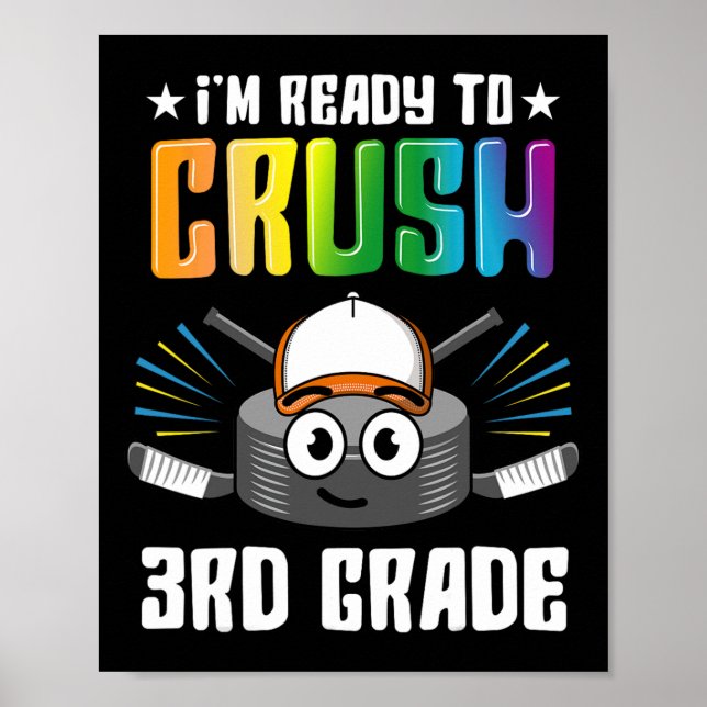 Hockey 3rd Klass Back to school Boys Kids Girls Te Poster (Framsidan)