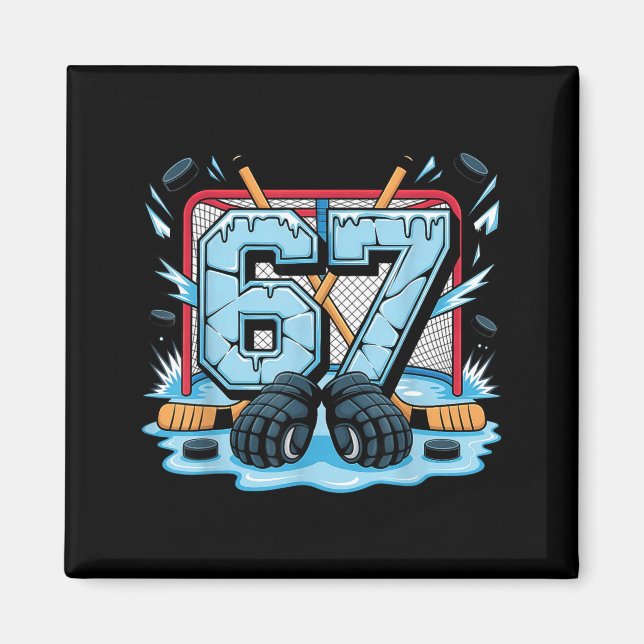 Hockey 67 Drip Ice Rink Gloves Meme Six Seven Srts Magnet (Framsidan)