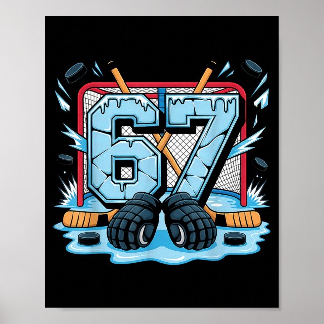 Hockey 67 Drip Ice Rink Gloves Meme Six Seven Srts Poster (Framsidan)