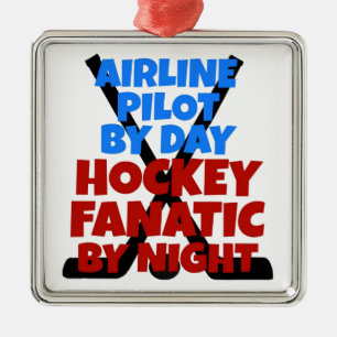 Hockey Älskare Airline Pilot Julgransprydnad Metall
