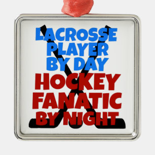 Hockey Älskare Lacrosse Player Julgransprydnad Metall