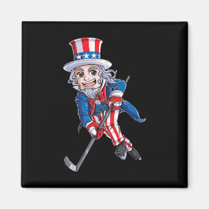 Hockey American Flagga 4:e juli Kids Boys farbror Magnet