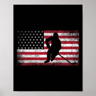 Hockey American Flagga 4:e juli Patriotic USA Papp Poster