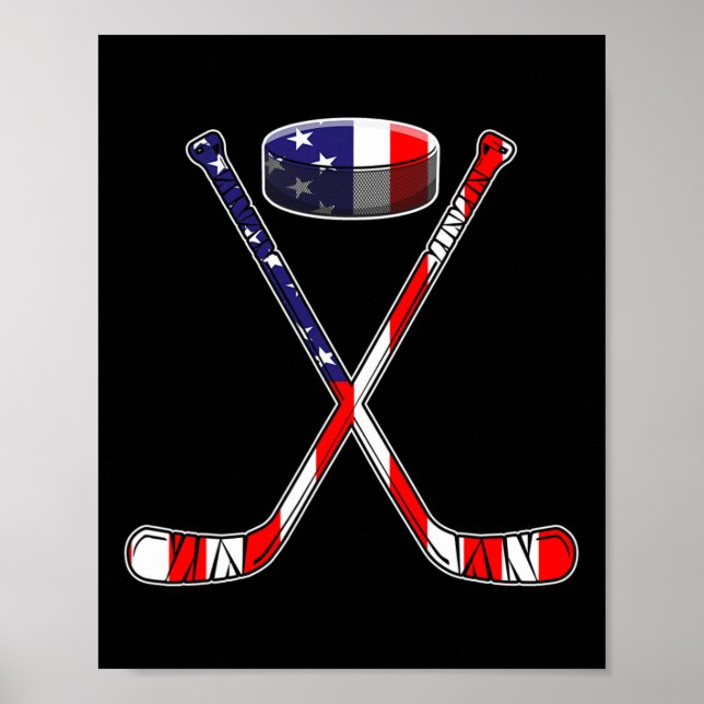 Hockey American Flagga 4:e juli Roligt Manar Boys  Poster (Framsidan)
