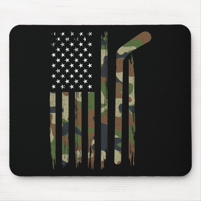 Hockey American Flagga Camo US Patriotic Hockey Pl Musmatta (Framsidan)