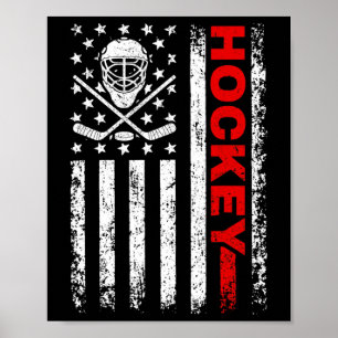 Hockey American Flagga Coola Ice Hockey Player Man Poster