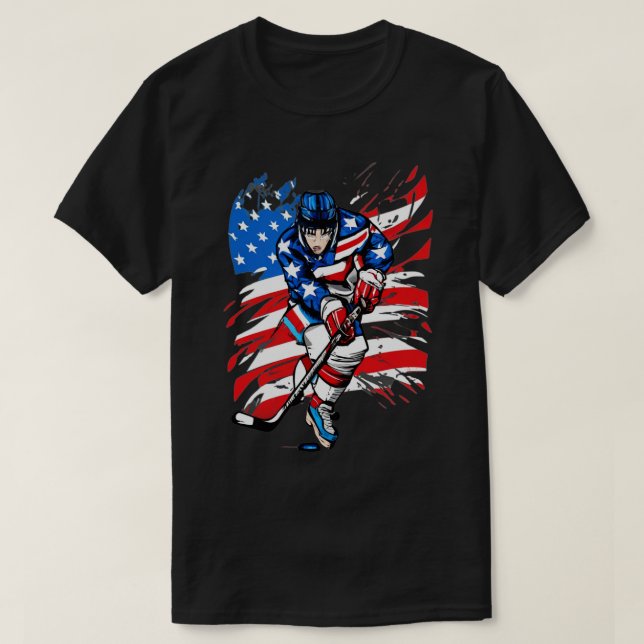 Hockey American Flagga design Hockey T Shirt (Design framsida)