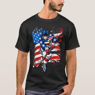 Hockey American Flagga design Hockey T Shirt