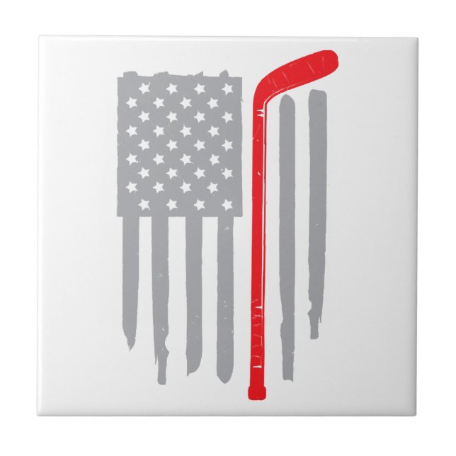 Hockey American flagga Kakelplatta (Framsidan)