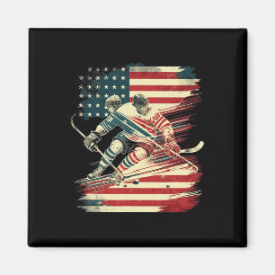 Hockey American Flagga Patriotic USA Magnet