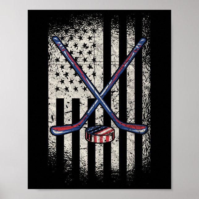 Hockey American Flagga - Usa Ice Hockey Poster (Framsidan)