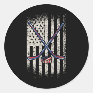 Hockey American Flagga - Usa Ice Hockey Runt Klistermärke