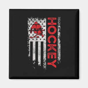 Hockey American Flagga USA Patriotic hockey Player Magnet