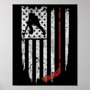 Hockey American USA flagga Hockey Tee Poster