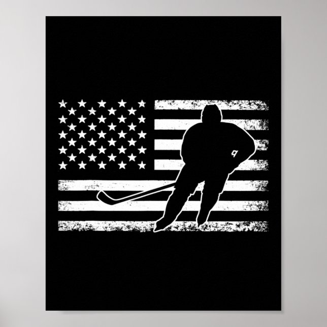 Hockey American USA flagga Ice Hockey Player Manar Poster (Framsidan)