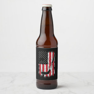 Hockey amerikansk flagga sport retro vintage ölflaska etikett