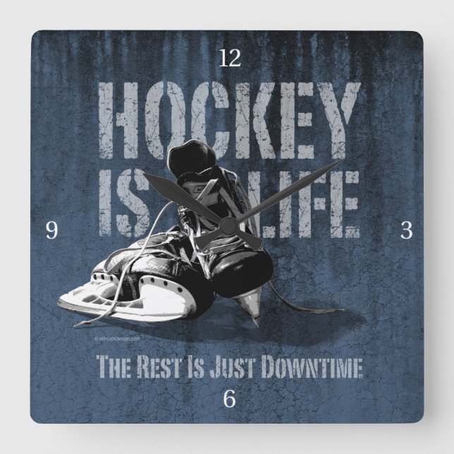 Hockey är Life Square Wall Clock Fyrkantig Klocka (Framsida)