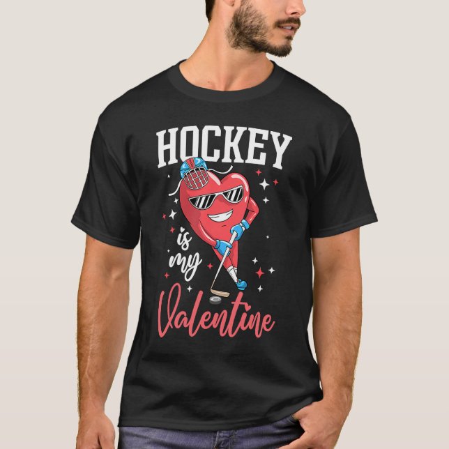 Hockey är min Valentine Singles Anti alla hjärtans T Shirt (Framsida)