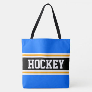 HOCKEY Atletisk Svart Orange Ljusblå Ränder Tygkasse