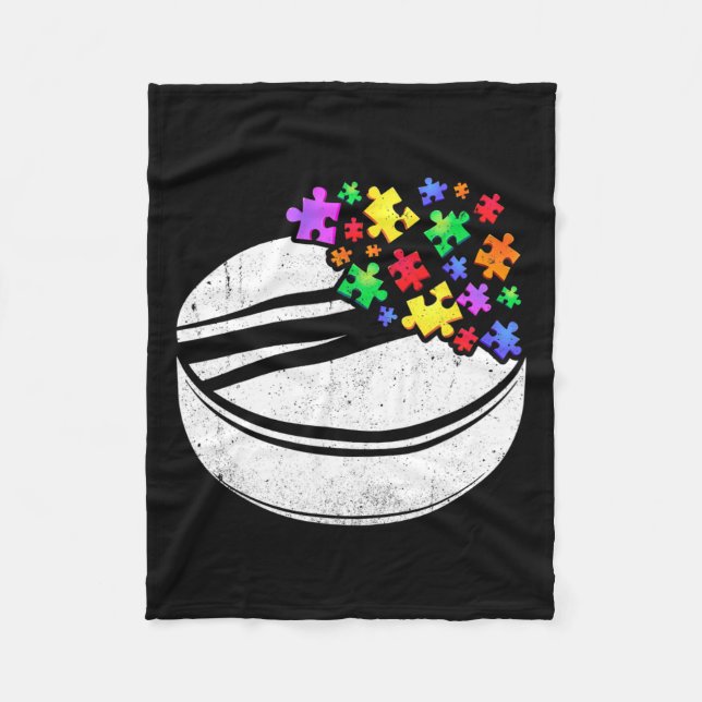 Hockey Autism Puzzle Manar Women Kids Autism Aware Fleecefilt (Framsidan)