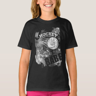 Hockey Babe, Black Grunge Fält Hockey T Shirt