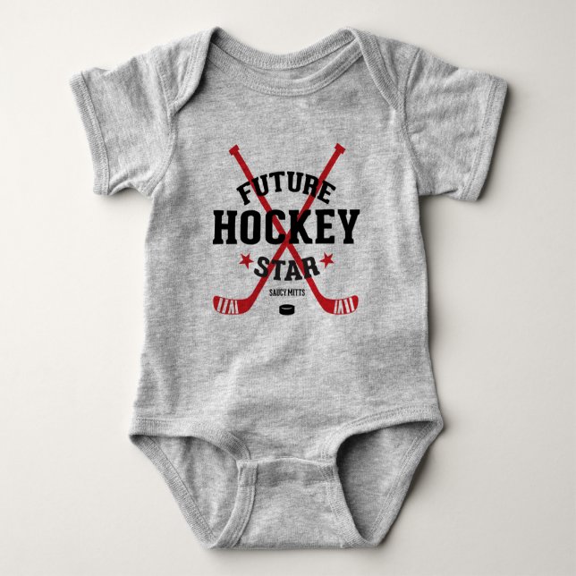 Hockey Baby Bodykostdräkt Future Hockey Star Red S Tee Shirt (Framsida)