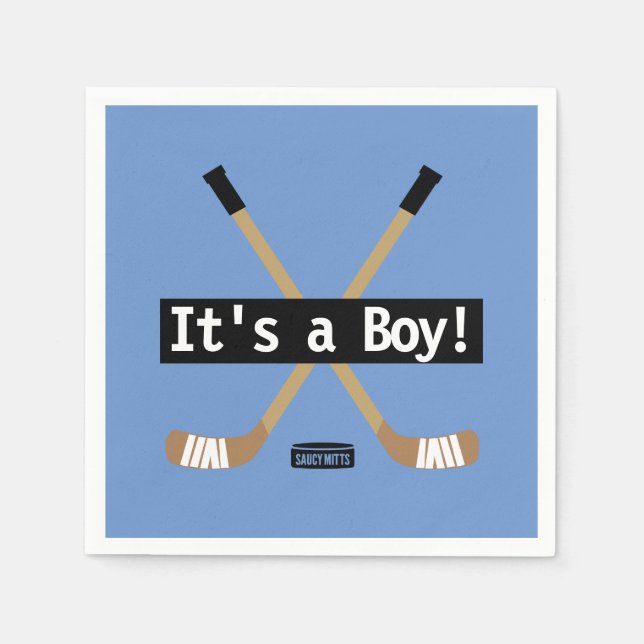 Hockey Baby Det är en Boy Blue Hockey Sticks Pappersservett (Framsidan)