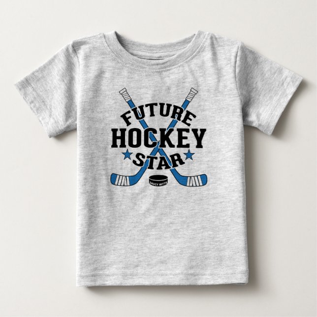 Hockey Baby Future Hockey Star Blue Hockey Sticks T Shirt (Framsida)