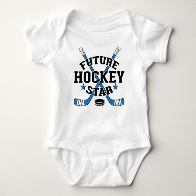 Hockey Baby Future Hockey Star Blue Hockey Sticks T Shirt (Framsida)