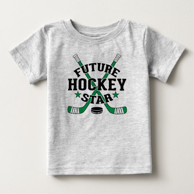 Hockey Baby Future Hockey Star Grönt Hockey Sticks T Shirt (Framsida)