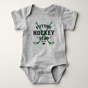 Hockey Baby Future Hockey Star Grönt Sticks Puck T Shirt