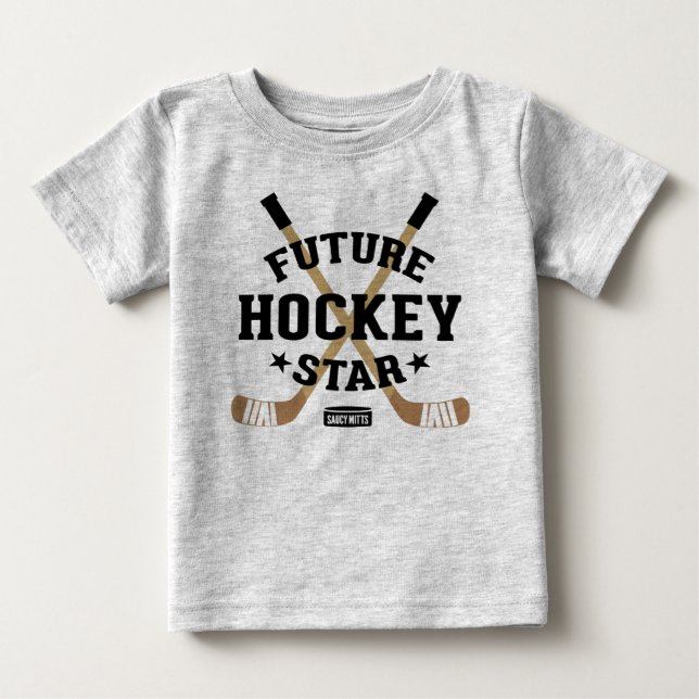 Hockey Baby Future Hockey Star Player Brown Sticks T Shirt (Framsida)