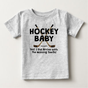 Hockey Baby Saksing Teeth Baby Tee Shirt
