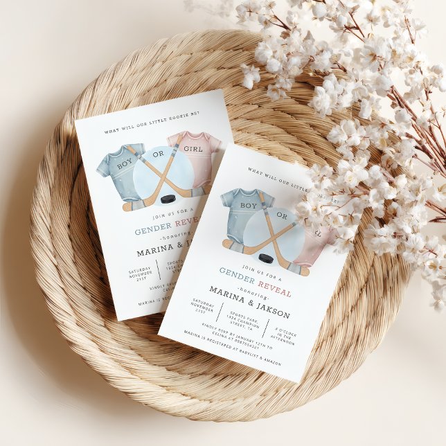 Hockey baby shower, hockey gender reveal inbjudningar (hockey baby shower invite)