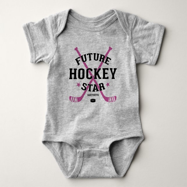 Hockey Babyflicka Framtida Hockeystjärna Rosa Klub T Shirt (Framsida)