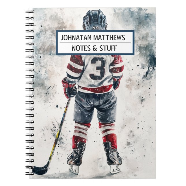 Hockey back to school sport Spiral fotopatbok för  Anteckningsbok (Framsidan)