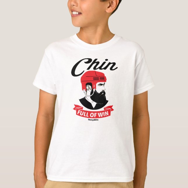 Hockey Beard Chin Fullt of Win Youth T-shirt (Framsida)